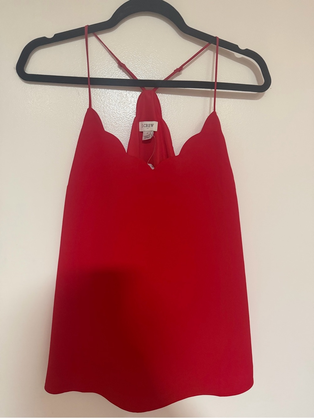 J. Crew Red Scalloped-Neck Camisole